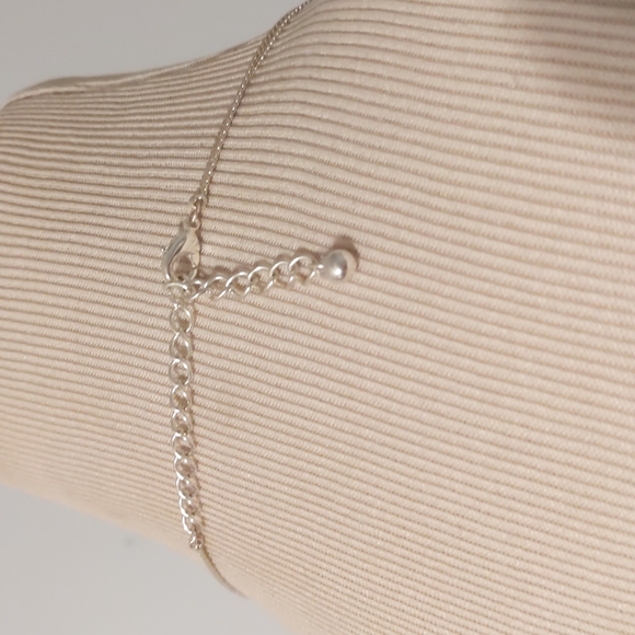 Silver two chain light blue and clear beaded necklace - Picture 6 of 7